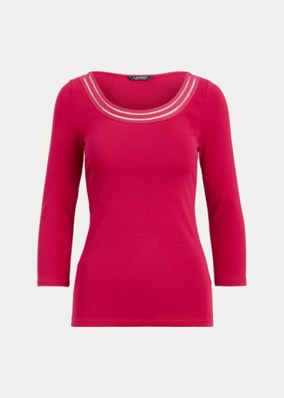 Ralph Lauren Cotton Elbow-Sleeve Top Dame Danmark (ZKWMF6203)